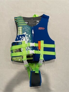 Moko Kids Neoprene Life Jacket - Blue & Lime, large, NWT